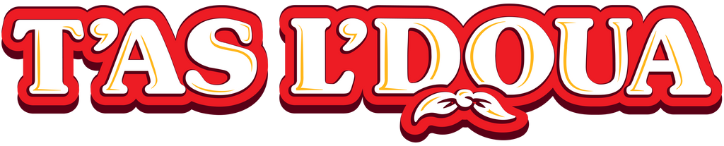Red and white 'T'AS L'DOUA' logo