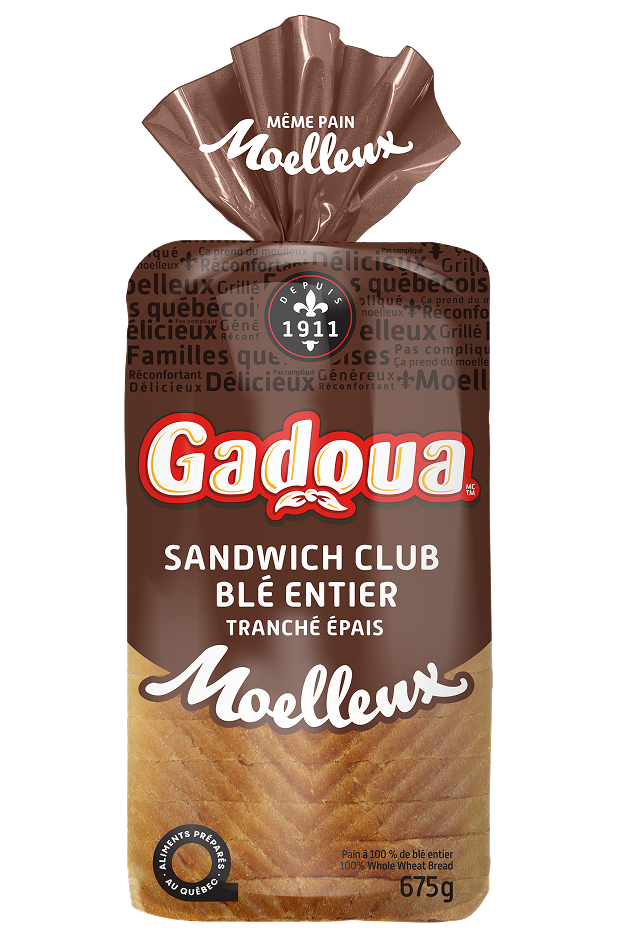 Pain à 100 % de blé entier sandwich club tranché épais Moelleux GadouaMD
