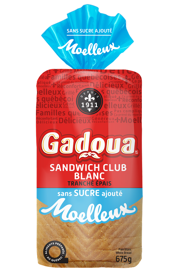 Pain blanc sans sucre ajouté
sandwich club Moelleux Gadoua<sup>MD</sup>