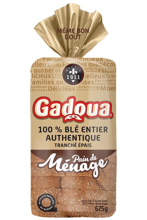Pain de Ménage 100% Blé Entier Authentique Tranché Épais Gadoua<sup>MD</sup>
