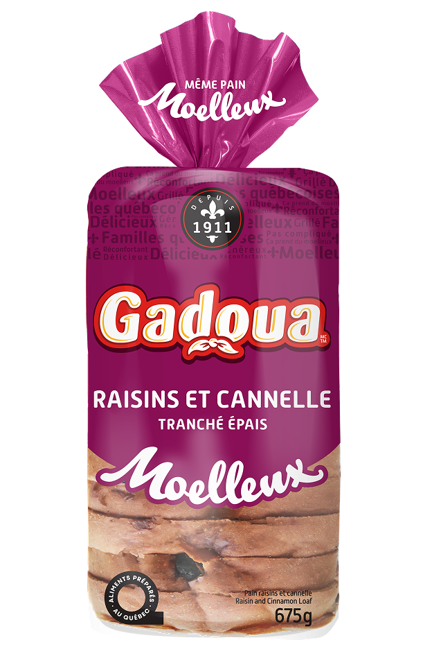 Pain raisins et cannelle tranché épais Moelleux Gadoua<sup>MD</sup>