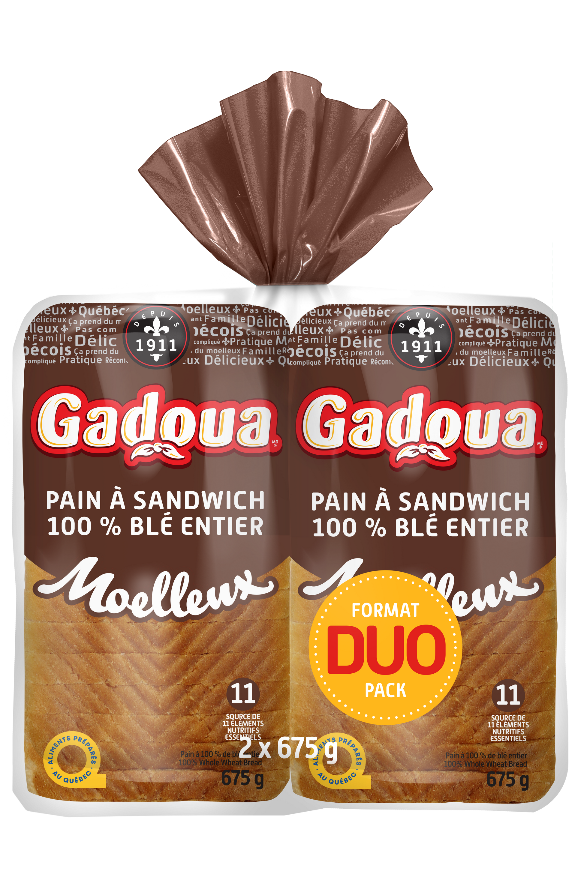 Pain à sandwich 100% blé entier DUO GadouaMD
