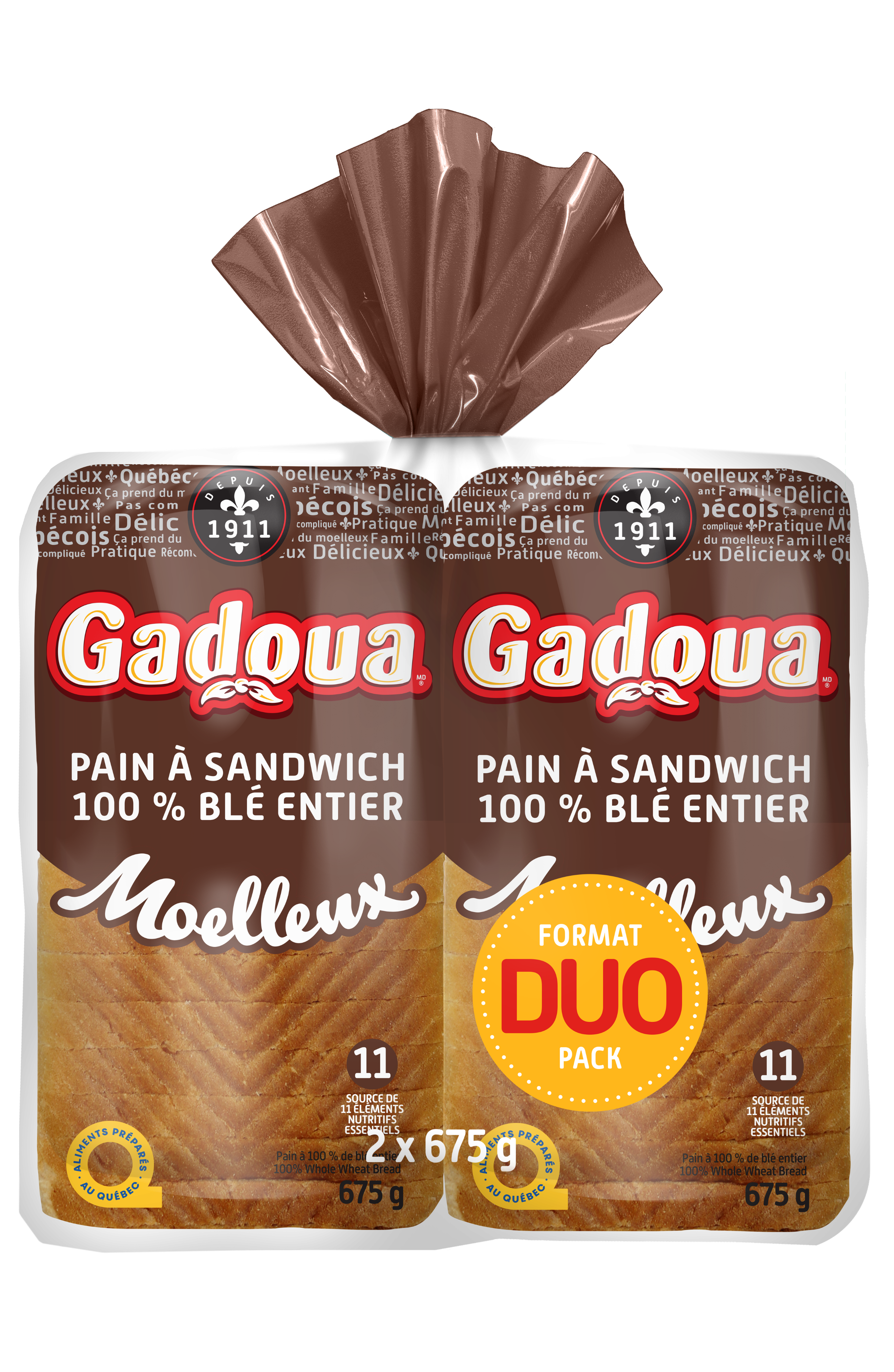 Pain à sandwich 100% blé entier DUO Gadoua<sup>MD</sup>