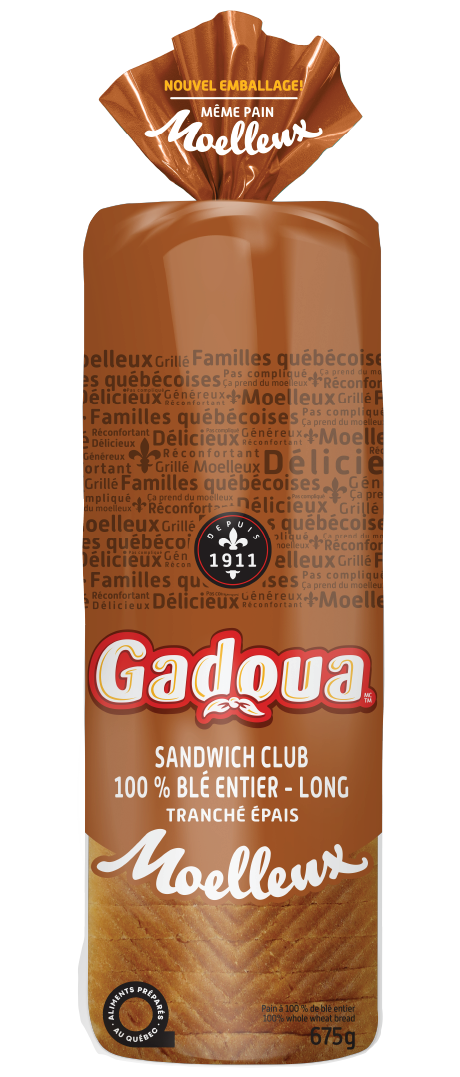 Pain 100 % blé entier sandwich club long tranché épais Moelleux Gadoua<sup>MD</sup>