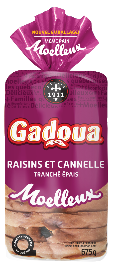 Pain raisins et cannelle tranché épais Moelleux Gadoua<sup>MD</sup>