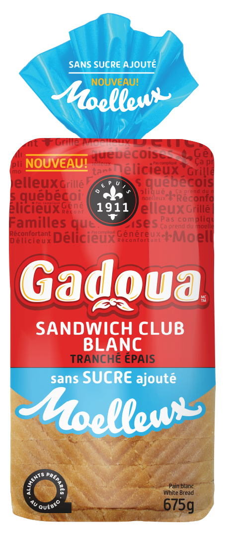 Gadoua<sup>TM</sup> Moelleux Thick Sliced White Club Sandwich Bread with No Sugar Added