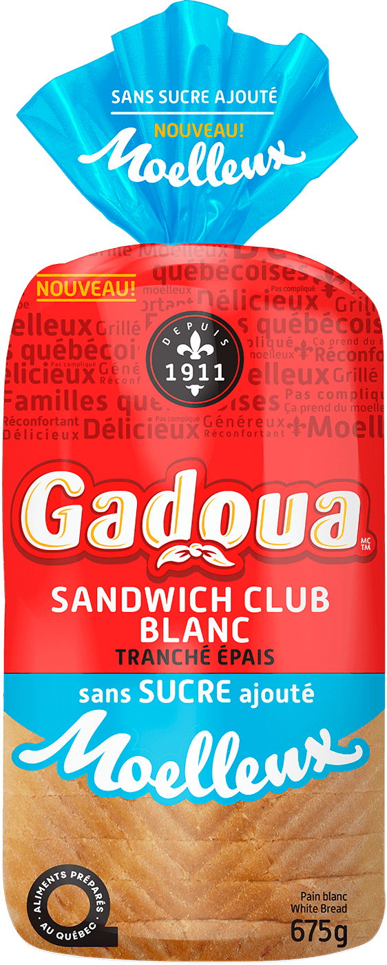 Gadoua® Moelleux Thick Sliced White Club Sandwich Bread with No Sugar Added