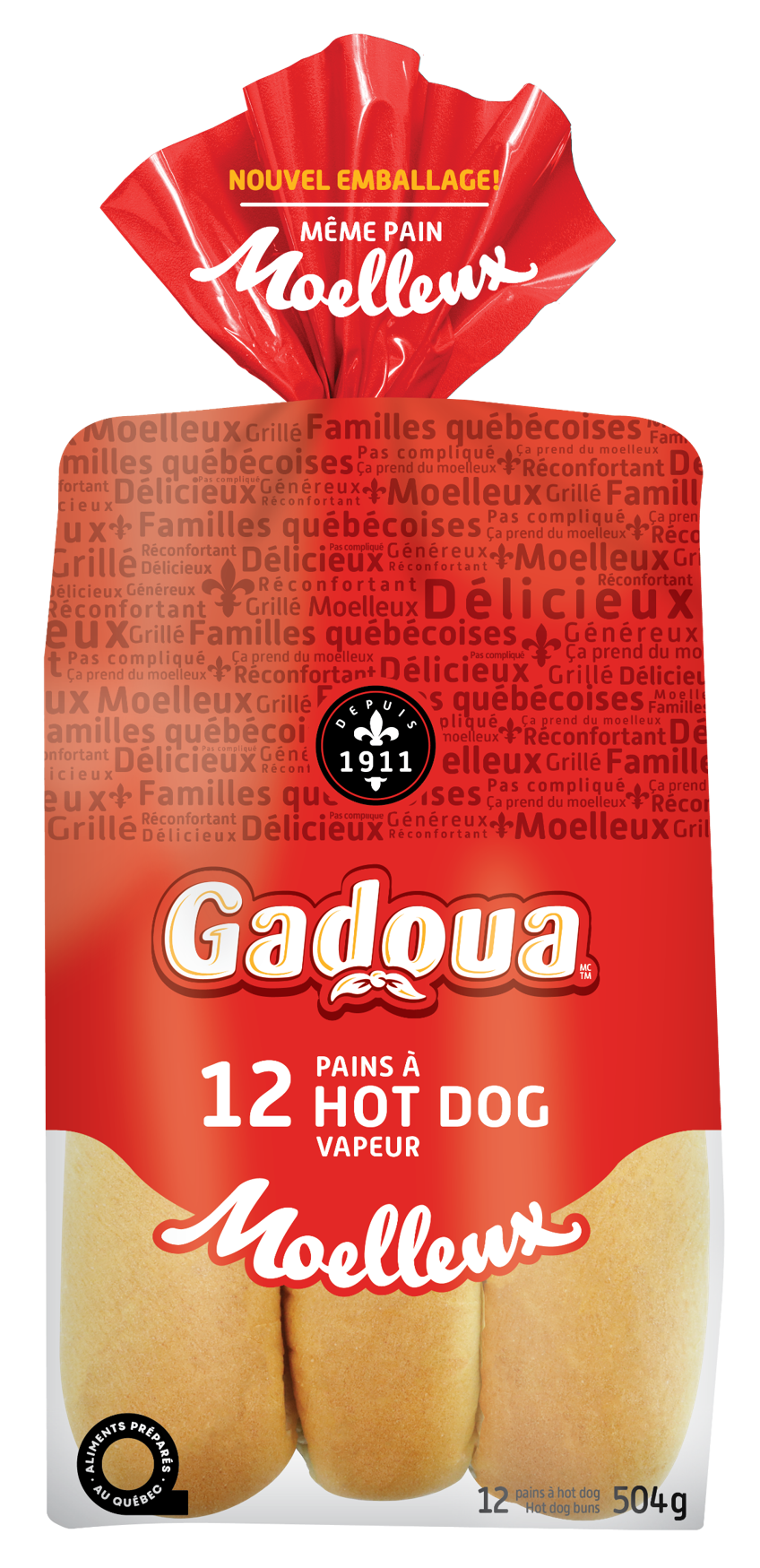 Gadoua<sup>TM</sup> Steamed Hot Dog Buns 12’s