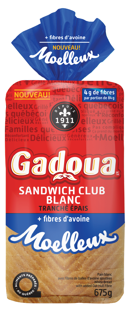 Gadoua<sup>TM</sup> Moelleux Thick Sliced White Club Sandwich Bread Plus Fibre